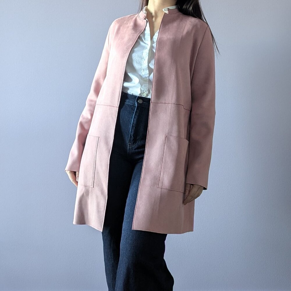 Nygard Light Pink Faux Suede Belted Coat, Size S
